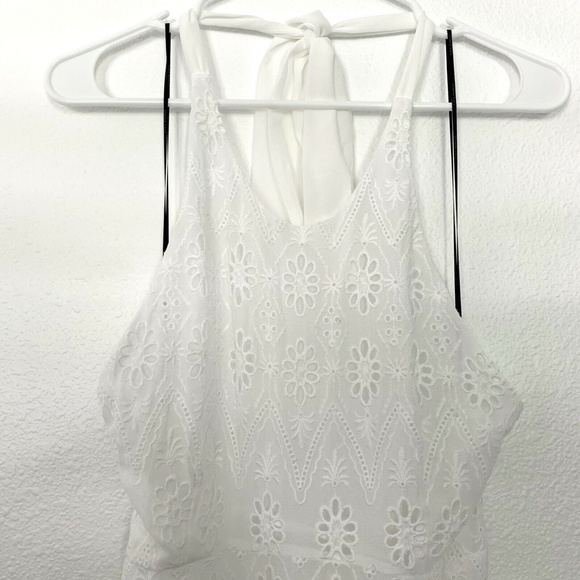 Zara White Embroidered Halter Neck Midi Dress - Picture 5 of 10
